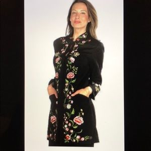 Victor Costa Occasion Embroidered Duster Jacket